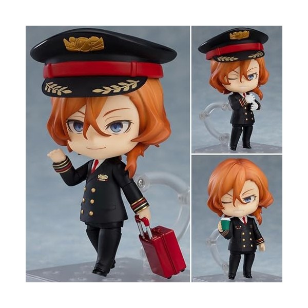 SASOKI Figurine en Argile Pilote Nakahara Chuuya Q Version du modèle de poupée Mobile à Visage Interchangeable, Peut être déc