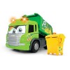Dickie Toys Happy Garbage Camion à ordures motorisée Scania, lumière et Son, Roue Libre, Levage et abaissement de conteneurs 