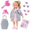 Bayer Design 94637AK Charlene Interactive poupée avec Cheveux, Parle français, valises, Accessoires, 46 cm, Rose