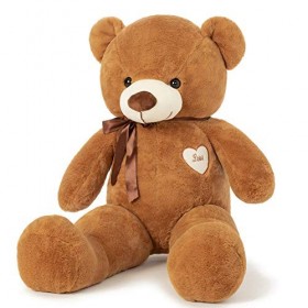YunNasi Ours en Peluche Géant Nounours Grand Doudou Teddy Doux Ours L 80CM Marron Foncé Cadeau pour Enfants et Amie