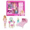 Barbie Coffret La Chambre De Poupée, Poupée Mannequin, Un Lit, Une Coiffeuse, Un Chaton Et De Nombreux Accessoires, Jouet Enf
