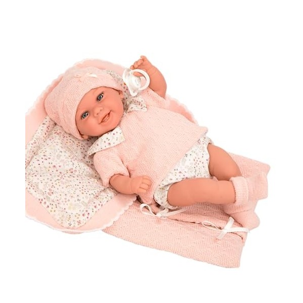 Arias Poupée avec poids Elegance 35 cm Bébé Rose Fleurs avec Couverture 60727