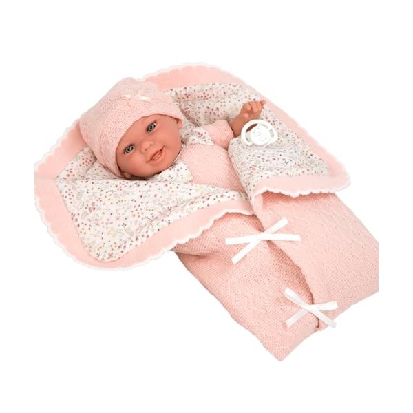 Arias Poupée avec poids Elegance 35 cm Bébé Rose Fleurs avec Couverture 60727