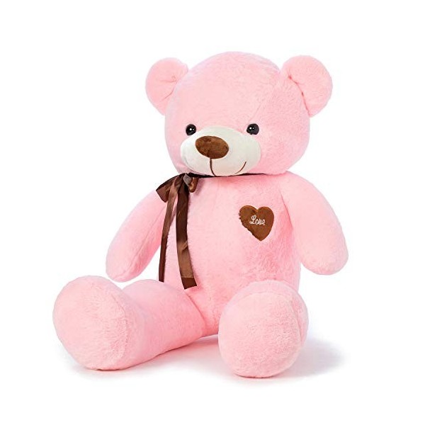 YunNasi Ours en Peluche Géant Nounours Grand Doudou Teddy Doux Ours L 80CM Marron Foncé Cadeau pour Enfants et Amie