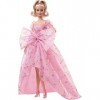 Barbie Signature poupée de collection Joyeux Anniversaire blonde avec robe en tulle et pointes roses, emballage personnalisab
