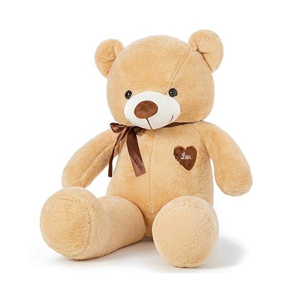 YunNasi Ours en Peluche Géant Nounours Grand Doudou Teddy Doux Ours L 80CM Marron Foncé Cadeau pour Enfants et Amie