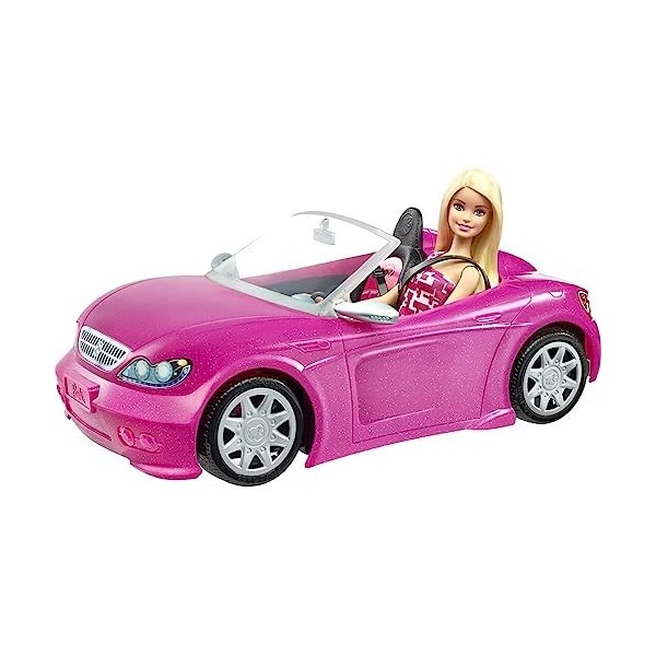 Barbie Voiture Cabriolet Rose DecapoTable avec deux Siages Noirs et