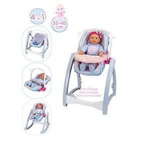 Theo Klein 1682 Baby Coralie Chaise Haute pour Poupées Quatre Positions Différentes : Chaise Haute Balancelle Berceau et Port