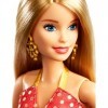 Barbie Poupée Joyeuses Fêtes 2019 Blonde avec Robe Rouge et Or Étincelante, Jouet pour Enfant, Gff68