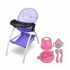 ANIVIA Chaise Haute pour poupées, Chaise Haute pour poupées jusquà 16 avec Assiette à dîner Jouet, Violet