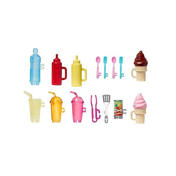 Barbie Pièces de rechange pour poupée Fresh n Fun Food Truck – GMW07 ~ Gobelets de rechange, crème glacée et argenterie
