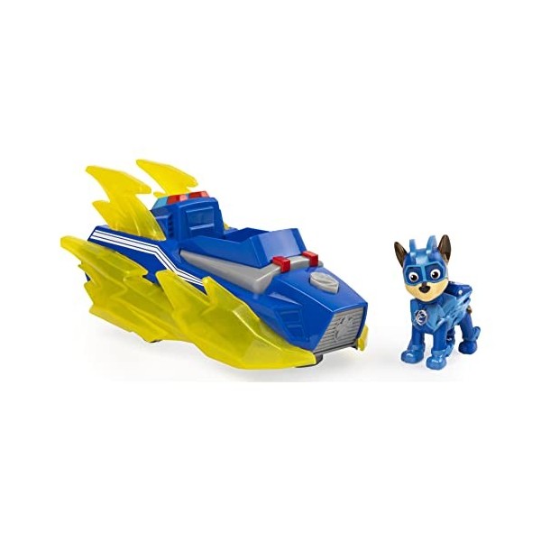 Paw Patrol La Pat Patrouille - 6056840 - Véhicule + Figurine Mighty Pups Charged Up - Chase - Jeu jouet enfant Multicolore