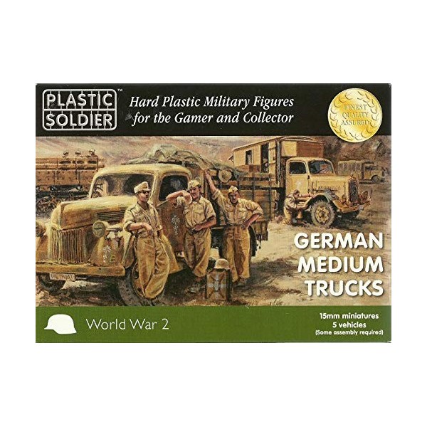 Plastic Soldier 15mm WWII German Medium Trucks - 5 models in box, Multicolor