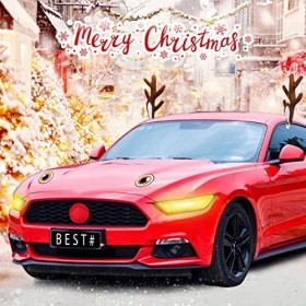 Voitures Rennes, 2022 Nouveau Decoration Noel Voiture Costume Rudolph en Peluche Set pour Noël, Deco Noel Voiture avec Bois, 