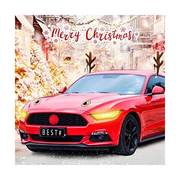 Décoration de voiture de Noël bois de voiture décorations de Noël  décoration de voiture de Noël bois d'élan rouge