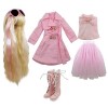 Set of Fashion Clothes Wigs Shoes Socks Accessories Full Set for 1/3 21-23inch 60cm BJD Dolls Blanche 
