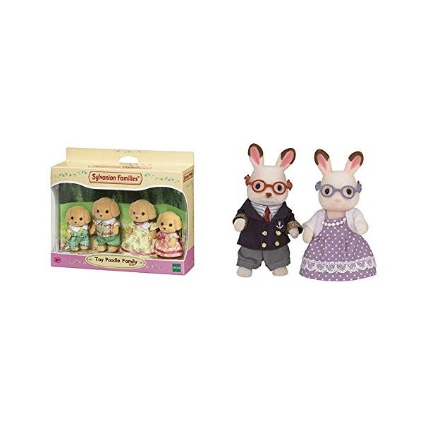 Sylvanian- Autre Families Mini Univers, 5259, Norme & Les Grands-Parents Lapin Chocolat Families Mini-poupées et Figurines, 5