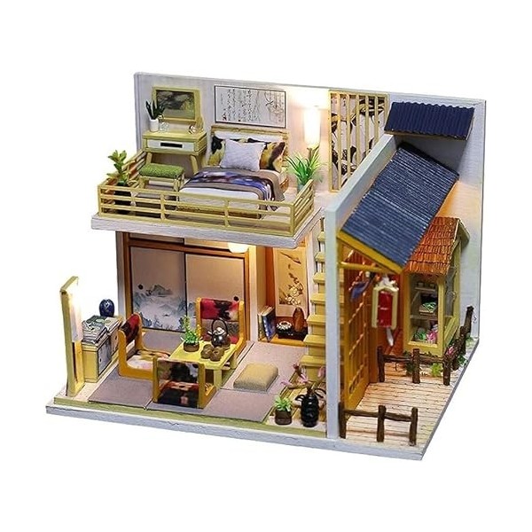 Kit de Maison De Poupée Bricolage, Kit miniature de maison de poupée à faire soi-même avec mini Hokkaido anti-poussière, acce