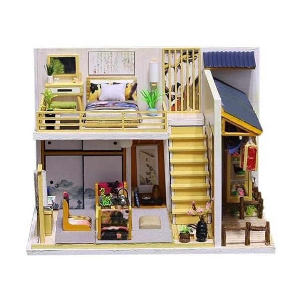 Kit de Maison De Poupée Bricolage, Kit miniature de maison de poupée à faire soi-même avec mini Hokkaido anti-poussière, acce