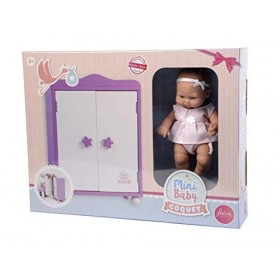 Falca- Armoire en Bois Mini Baby Coquet 28 cm avec poupée, 28006, Multicolore, T.Única