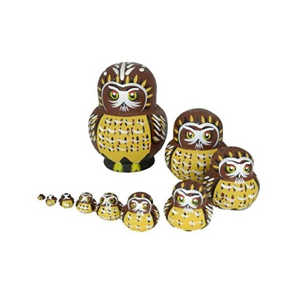 UTOQIA Poupée Russe Poupée Gigogne Hiboux Poupées Gigognes Russes 10 Couches en Bois Matryoshka Animal Stacking Doll Collecti