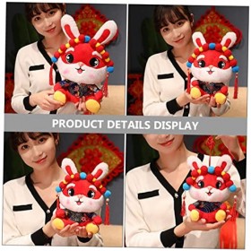 ibasenice 2 Pièces Année du Lapin en Peluche Poupée Décor De Bureau Cadeaux Commémoratifs Chinoiserie Décor Nouvel an Cadeau 