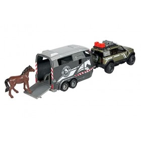 Majorette - Grand Series - Land Rover + Remorque Cheval - 25cm Echelle 1/43ème - Sons et Lumières - Dès 3 Ans - 213776000