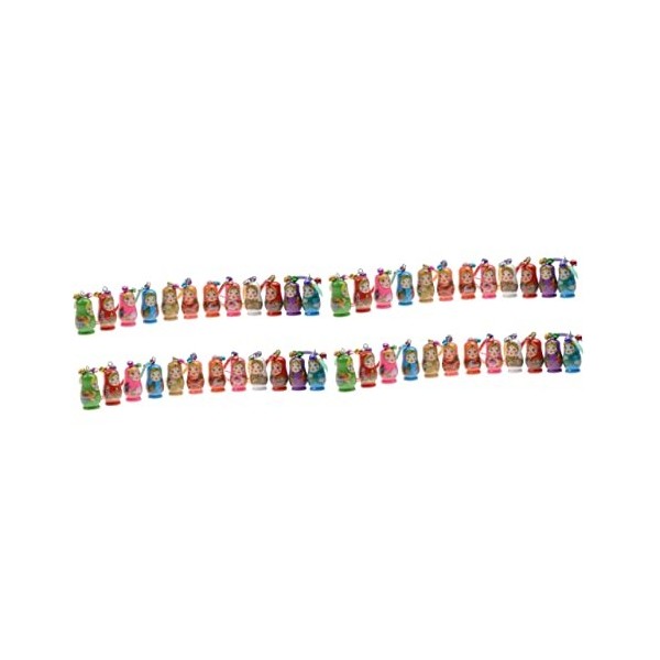 Toyvian 72 Pièces Porte-clés Matriochka Russe en Bois Pendentif Porte-clés Poupées Empilables Russes Porte-clés pour Clés De