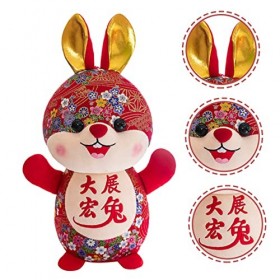Abaodam 3 Pièces Année du Lapin Mascotte en Peluche Poupée Lapins en Peluche Jouet en Peluche Garniture De Voiture Décoration