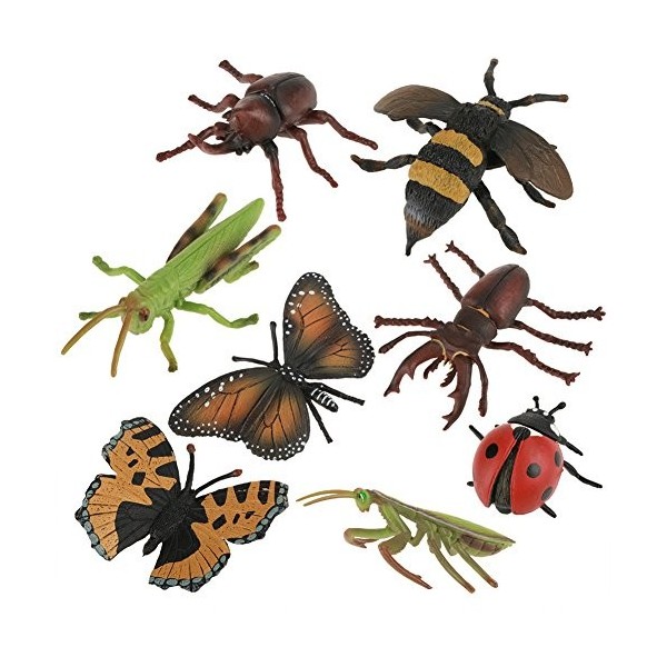 Zerodis 8pcs Modèle Insecte Jouet Simulation Miniatures Animaux Sauvages Collection Insecte Ornements Cadeau Noel Anniversair