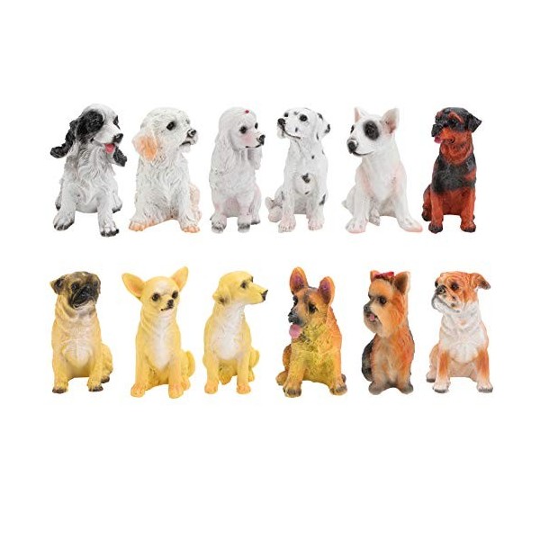 12 Pièces Chiot Ornement Résine Décorations De Cupcakes Animaux Statues De Chien Figurine Danimal De Maison De Poupée Jouets