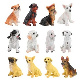 12 Pièces Chiot Ornement Résine Décorations De Cupcakes Animaux Statues De Chien Figurine Danimal De Maison De Poupée Jouets