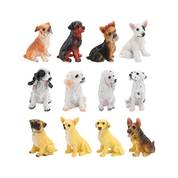 12 Pièces Chiot Ornement Résine Décorations De Cupcakes Animaux Statues De Chien Figurine Danimal De Maison De Poupée Jouets