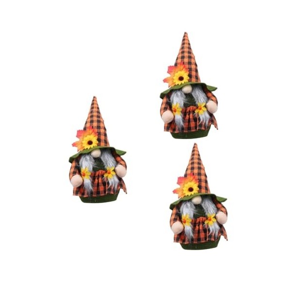 Gadpiparty 3 Pcs Poupée De Tournesol Action De Grâces Scandinave Tomte Figurines De GNOME Suédois Figurine De Poupée Naine Dé