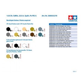 Tamiya 300035270–1 : 35&nbsp;WWII spécial Automobile 222&nbsp; 1 