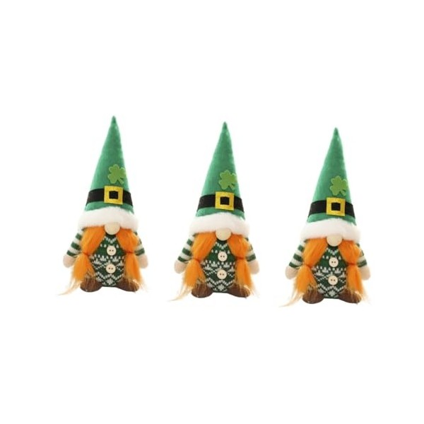 Garneck 3 Pièces Poupée Irlandaise Ornement De La Fête De La Patrick Poupée De Lutin Irlandais Poupée De Lutin Gnomes en Pelu