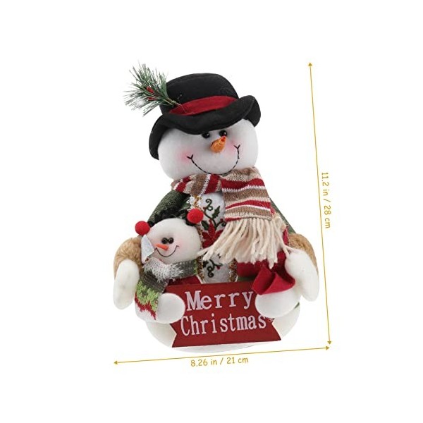 Abaodam 2 Pièces en Peluche Bonhomme De Neige Figurine Vacances Poupée Poupée De Noël Figurine Bonhomme De Neige Ornement en 