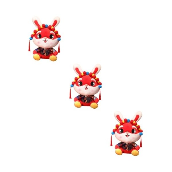 ibasenice 2 Pièces Année du Lapin en Peluche Poupée Lapin Mascotte Jouet Cadeau du Nouvel an Faire Semblant De Jouer Aux Anim