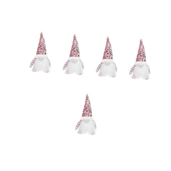 HOMSFOU 5 Pièces Poupée sans Visage Décorations De Noël du Père Noël Éclairer Les Gnomes Figurine De Poupée en Peluche De Noë