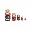 BPILOT Poupées Russes Poupées gigognes Russes 5 pièces Faites à la Main en Bois Rouge Matryoshka poupées Jouet éducatif for E