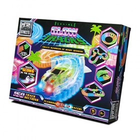 Mean Streets Glow Tracks – Comprend une voiture de course et une piste de course phosphorescente pour garçons – Ensemble de c