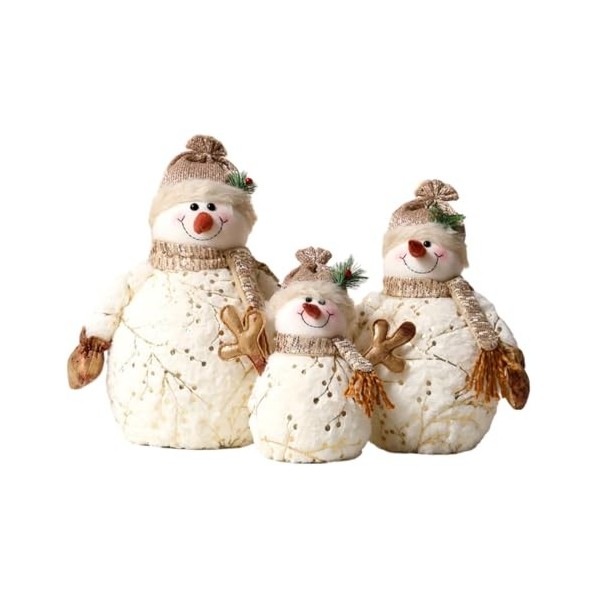 Milageto Poupée Bonhomme de Neige 3X, décoration de noël, Artisanat de Dessin animé, Jouet en Peluche, décor pour fête, étagè