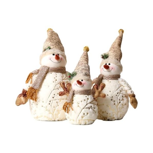 Milageto Poupée Bonhomme de Neige 3X, décoration de noël, Artisanat de Dessin animé, Jouet en Peluche, décor pour fête, étagè