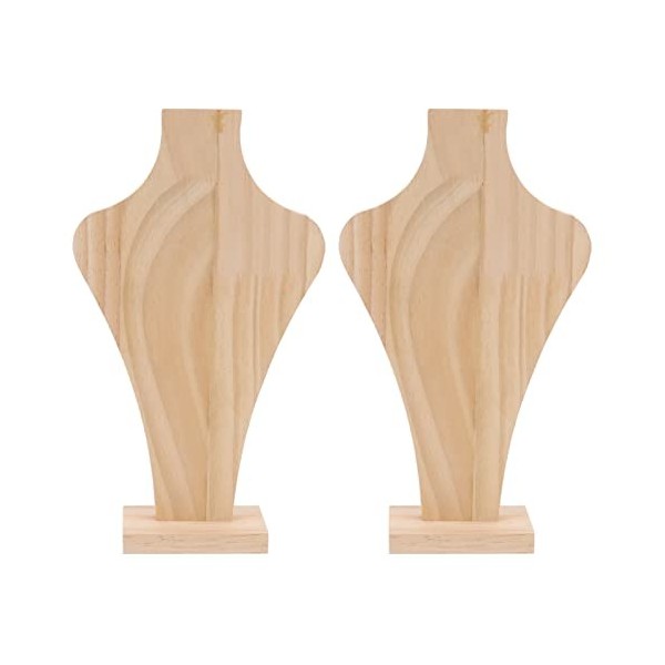 Présentoir de Collier en Bois Massif, 2 Ensembles de Présentoir de Collier en Bois en Forme de Vase Léger en Bois Massif pour