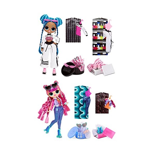 LOL Surprise OMG Poupée Mannequin Lot de 2 Roller Chick & Chillax – Poupées Exclusives avec 40 Surprises Dont des Tenues & Ac