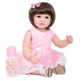 SYP Poupée Reborn 22 Pouces 55 Cm Réaliste Fait Main Bebe Reborn Fille Silicone Plein Corps Poupée Reborn Simulation Nouveau-