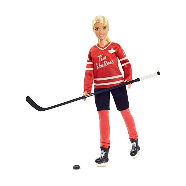 Tim Hortons Barbie Doll 12-inch Curvy Collectible Barbie Doll Wearing Hockey Uniform, with Doll Stand and Certificate of Au