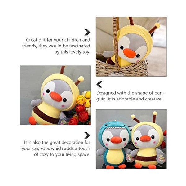 Toyvian 3 Pièces Peluche Pingouin Peluche en Peluche Coussin Animal en Peluche Poupée en Peluche pour Enfants Oreillers Doux 