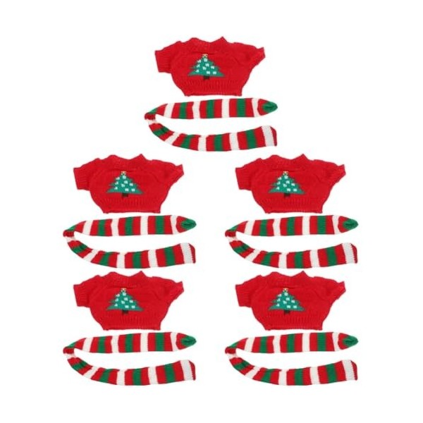 Toyvian 5 Ensembles Poupée Vêtements Poupée Hiver Écharpe Noël De Vin Pull Noël Poupée Costume Mini Arbre De Noël Chandails N