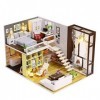 Momola Maison de poupée en bois miniatures DIY House Kit et LED Light - La vie urbaine